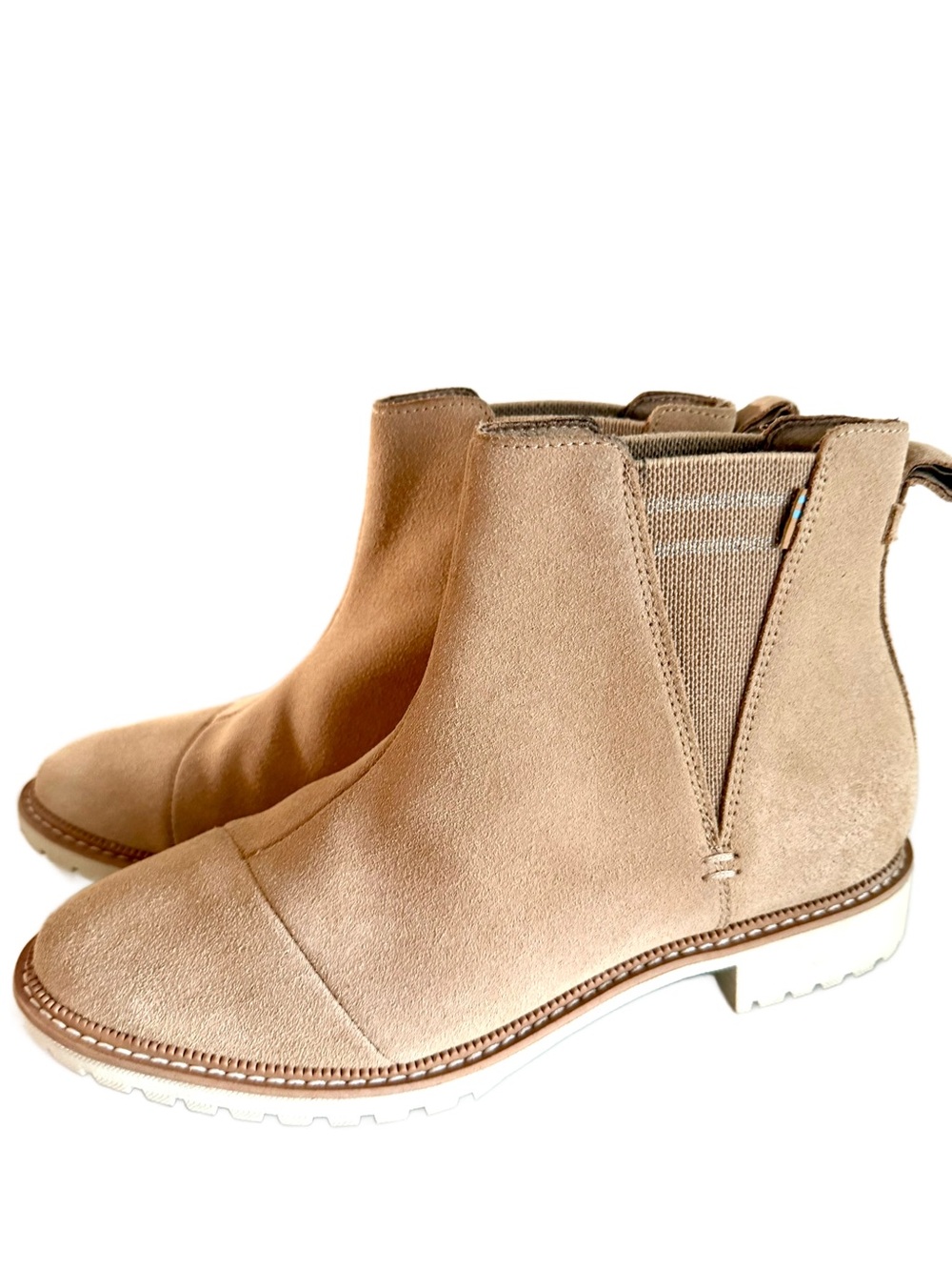 TOMS Cleo Desert Tan Suede Chelsea Boots Sz 7.5 Water Resistant NWOB - Picture 16 of 16
